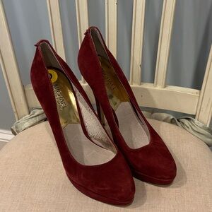 MICHAEL Michael Kors Deep Burgundy Suede High Heels